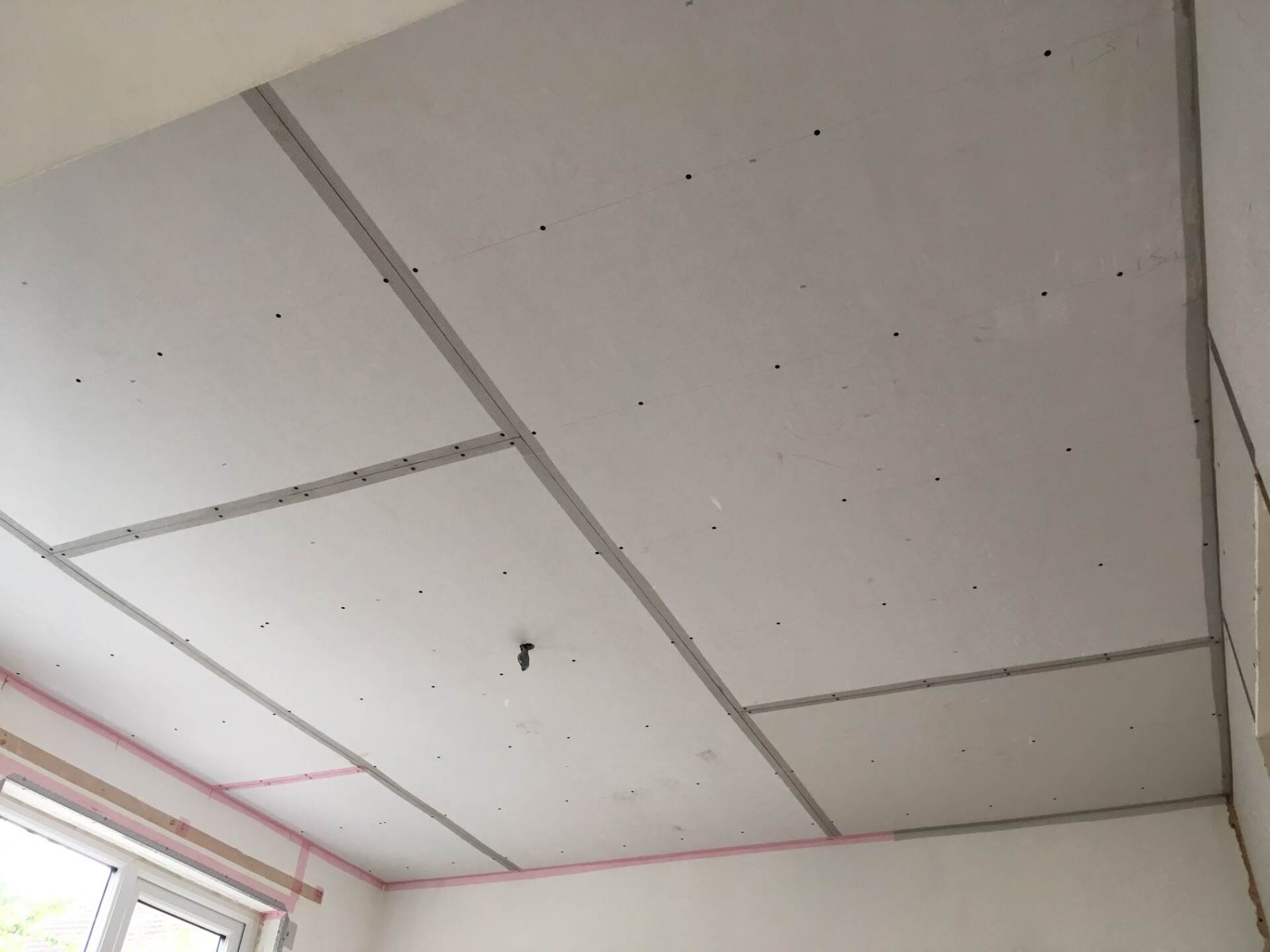 Fresh ceiling plaster