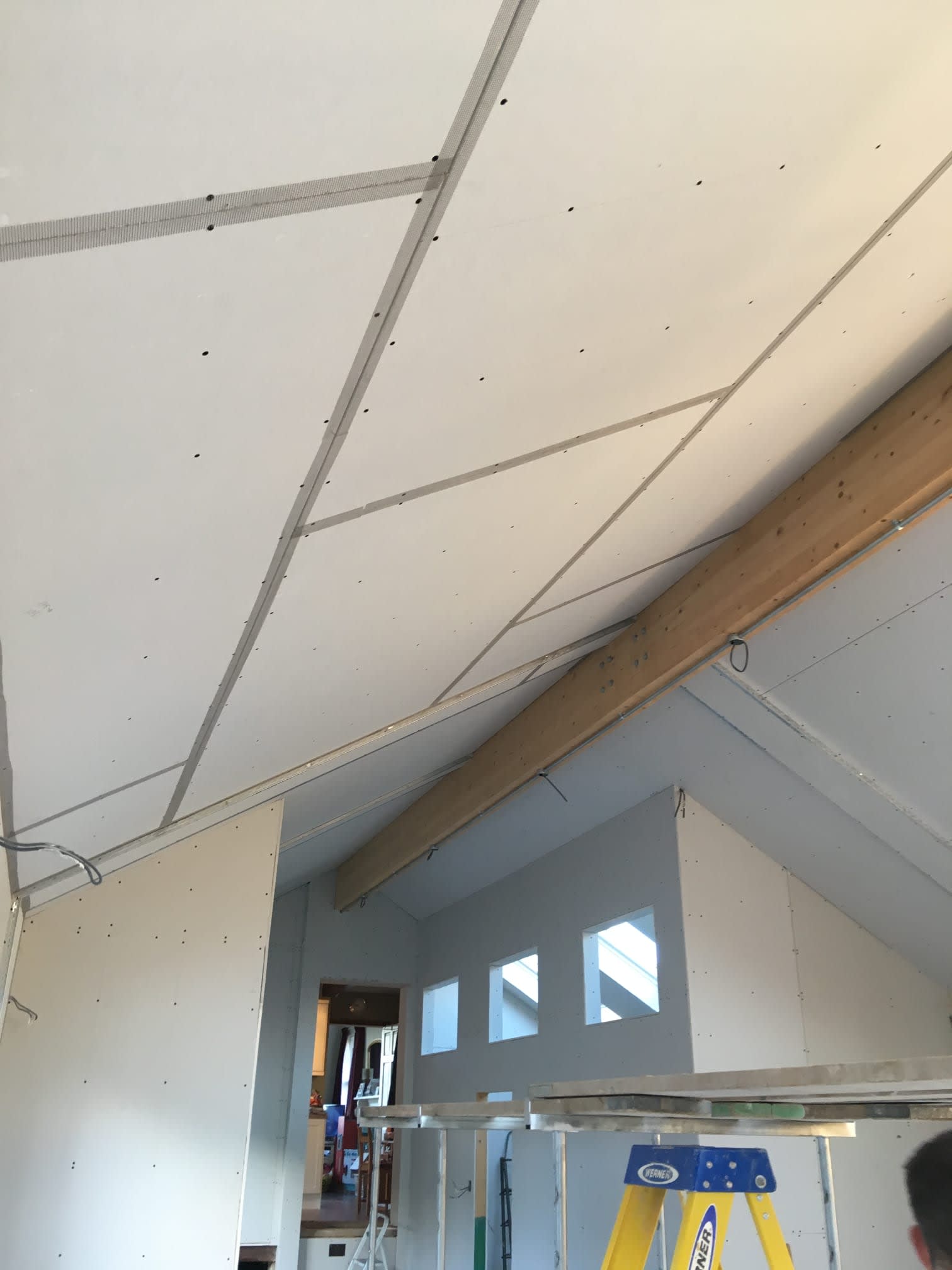 New plaster on the ceiling