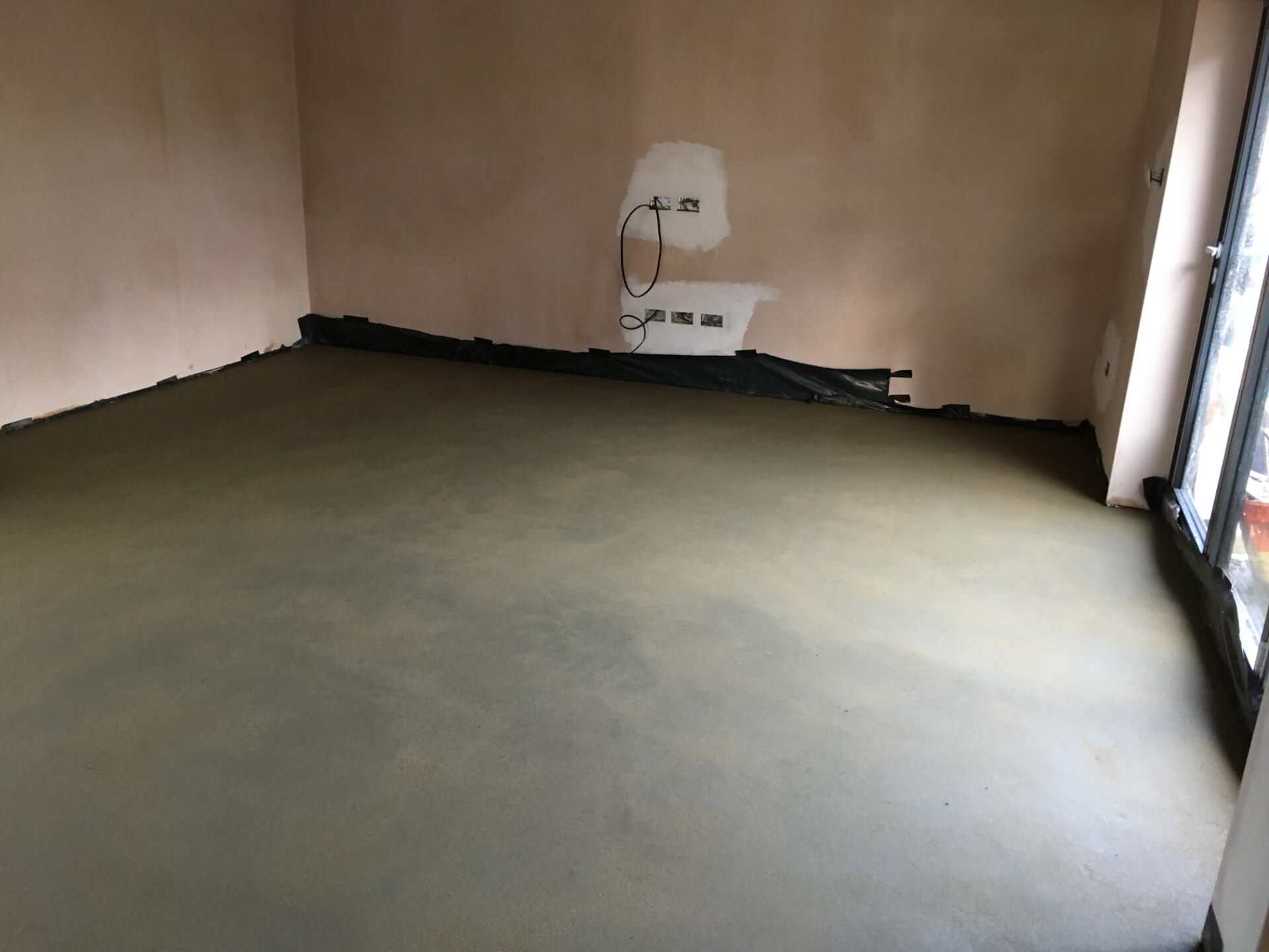A freshly plastered room