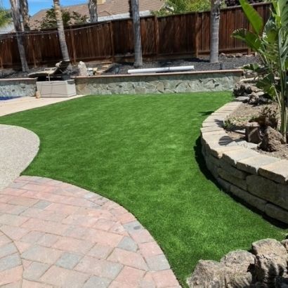 paving stones and artificial grass