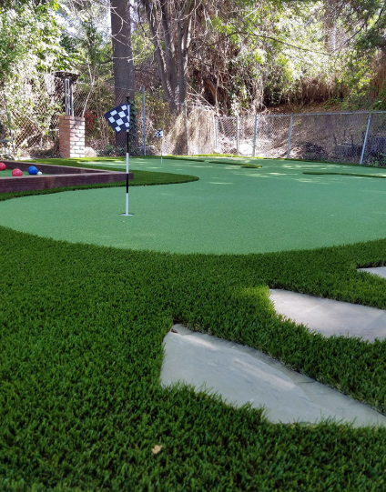 Synthetic putting green and sand traps