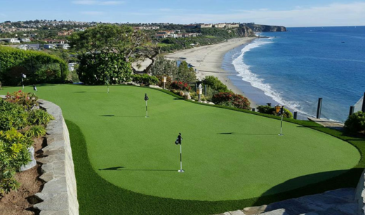 Putting green next to ocean