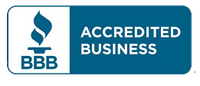 BBB Accredited Business logo with a blue torch and text.