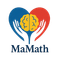 Logo of Mamath. A blue and red heart with a brain in the center and two hands holding the heart.