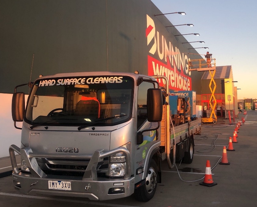 A truck is parked in front of a building. — Hard Surface Cleaners in Clayton, VIC