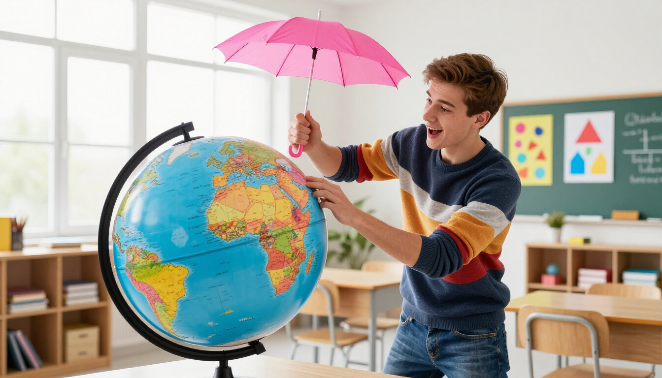 Funny travel agent student