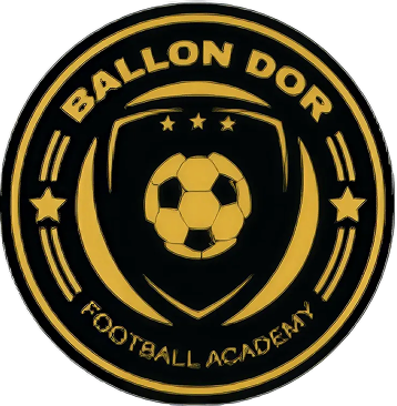 Ballon Dor Football Academy logo with gold soccer ball and text on black background