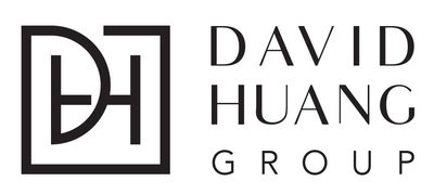 The david huang group logo is black and white.