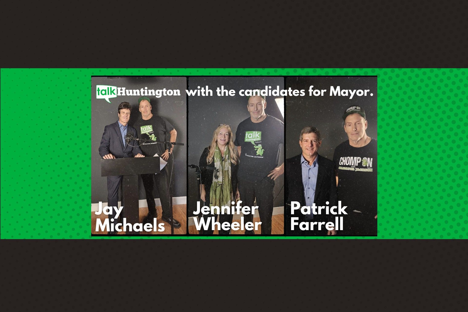 Jay Michaels, Jennifer Wheeler, and Patrick Farrell - candidates for Huntington Mayor 2024