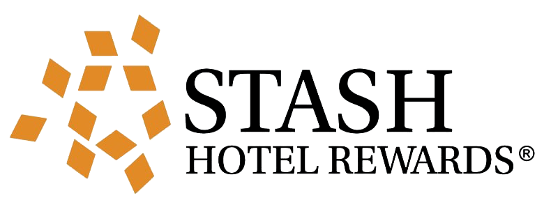 The logo for stash hotel rewards is orange and black