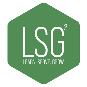A green logo for lsg2 learn serve grow