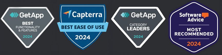 A set of four badges that say best ease of use 2024