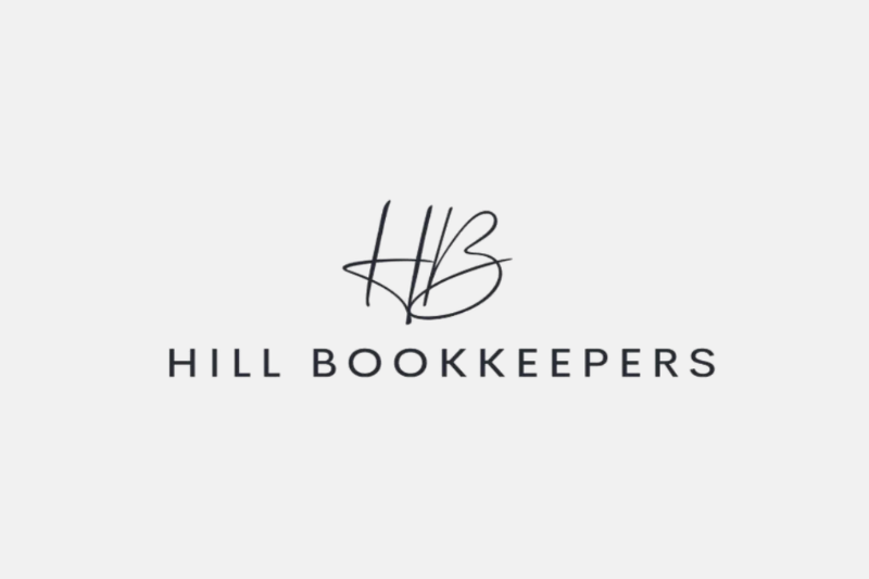 HILL BOOKKEEPERS logo with stylized HB monogram on a light background