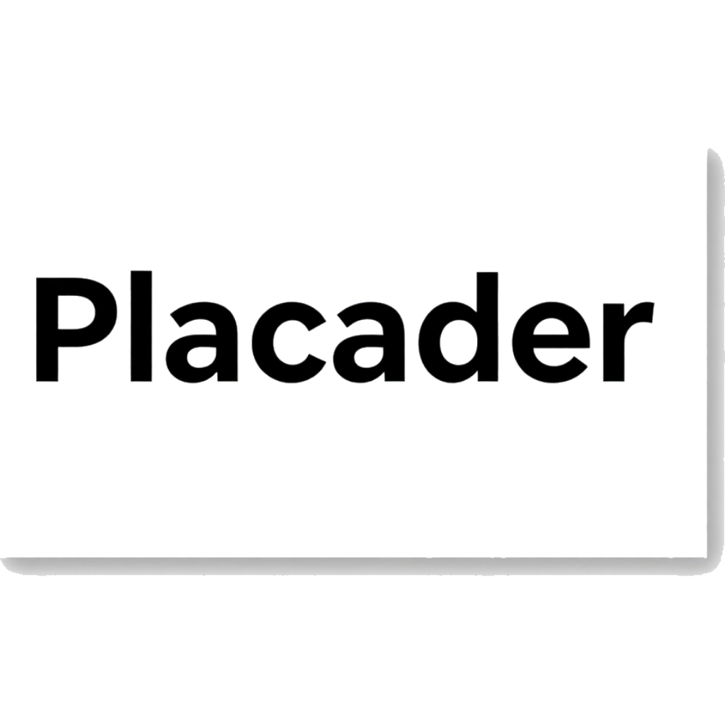 Black text reading “Placader” on a white background with a light gray shadow.