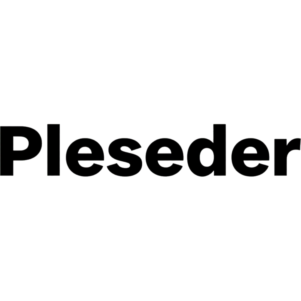 Black bold text reading “Pleseder” on a white background