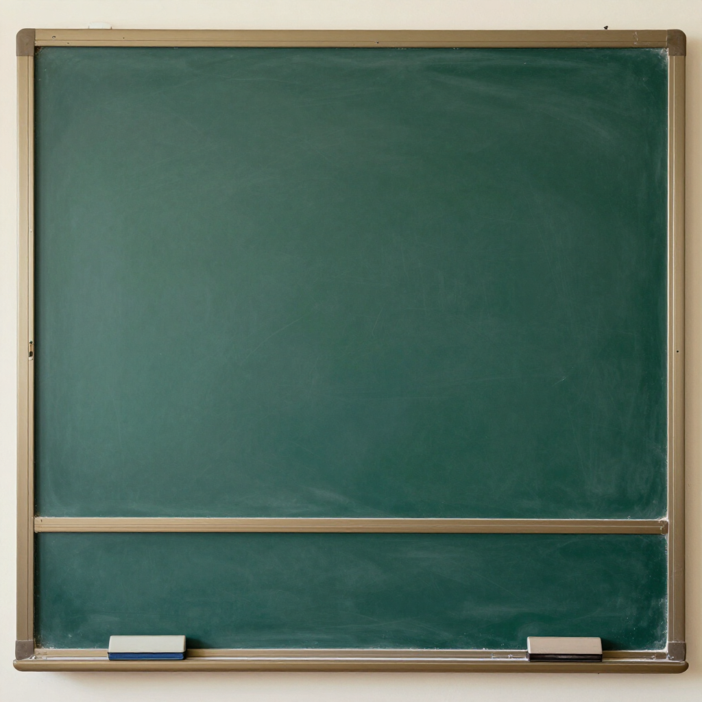 Green classroom chalkboard with tray and erasers at the bottom