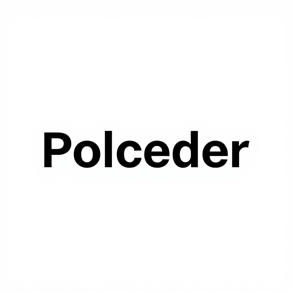 Black word “Polceder” centered on a white background