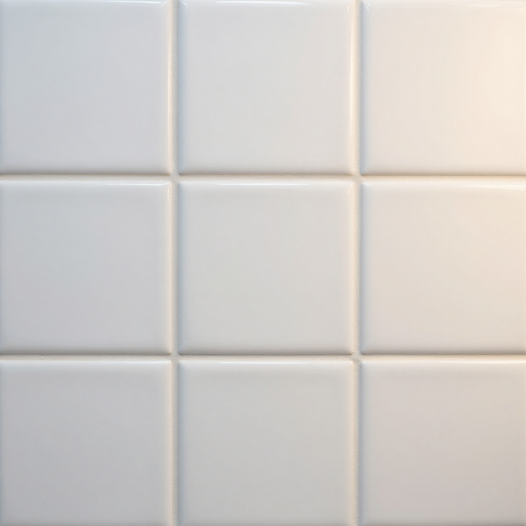 White square ceramic tiles in a 3x3 grid with grout lines