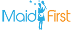 MaidFirst logo with blue text and a blue maid silhouette between the words &ldquo;Maid&rdquo; and &ldquo;First&rdquo;