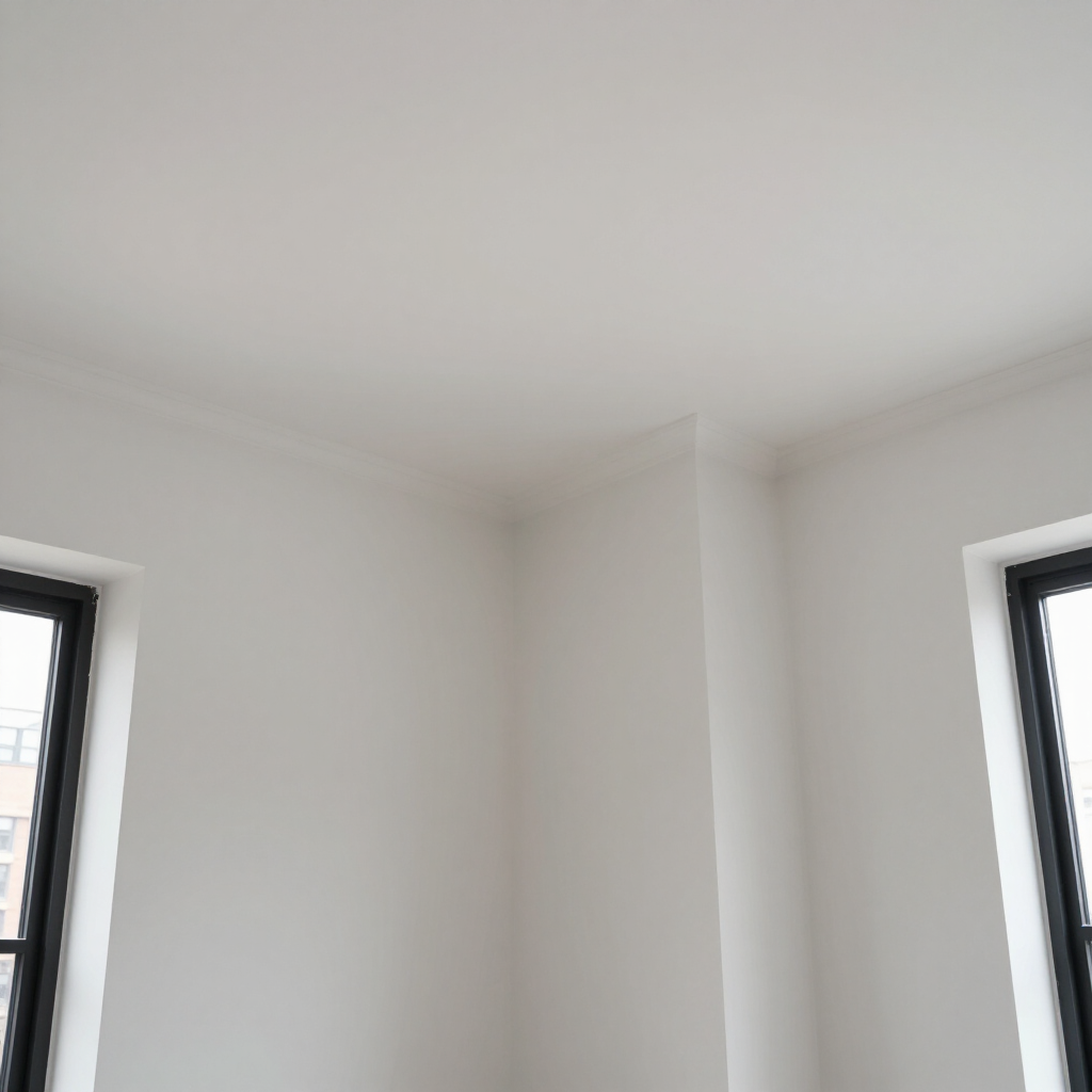 White room corner with two narrow black-framed windows and a plain ceiling.