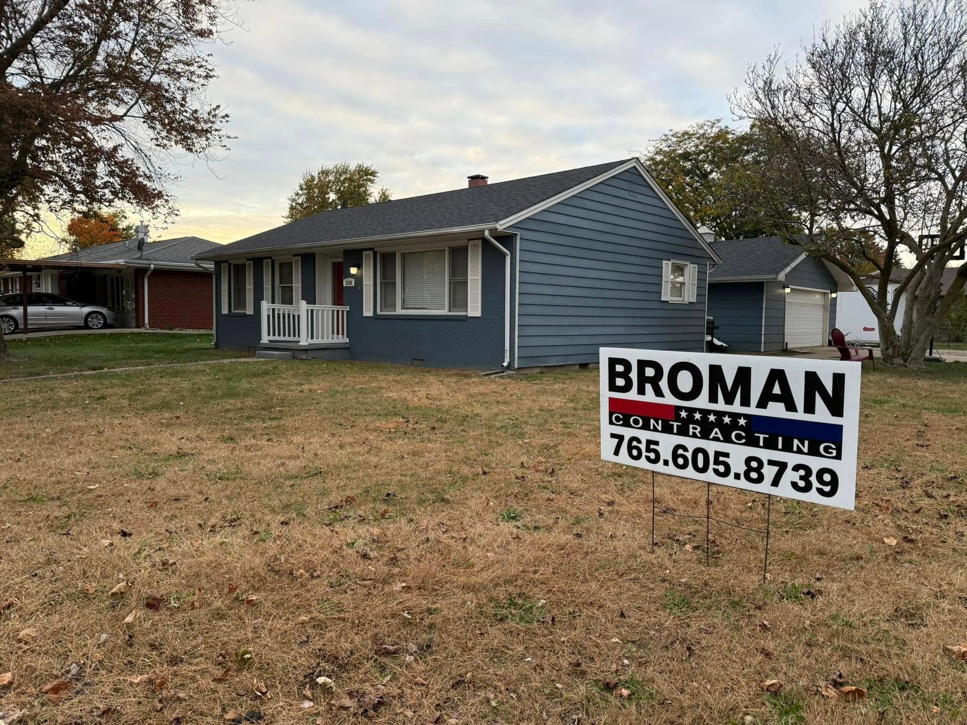 House with blue siding and a 