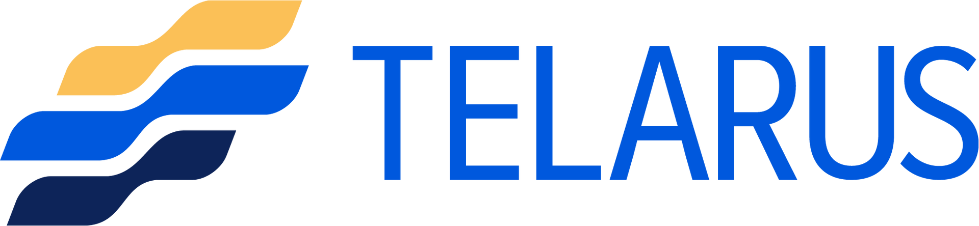 TELARUS logo in blue with a yellow and blue abstract swoosh icon.