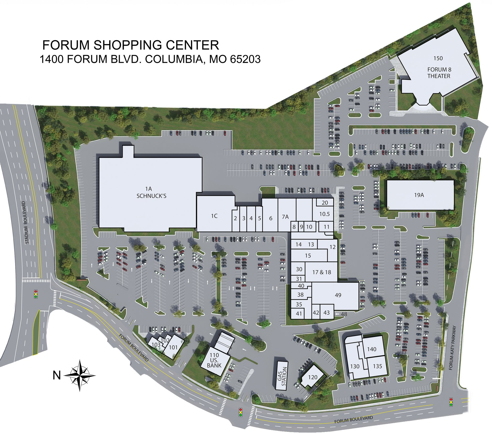 Forum Shopping Center Site Plan in Columbia, MO. Learn More at Lindner Properties