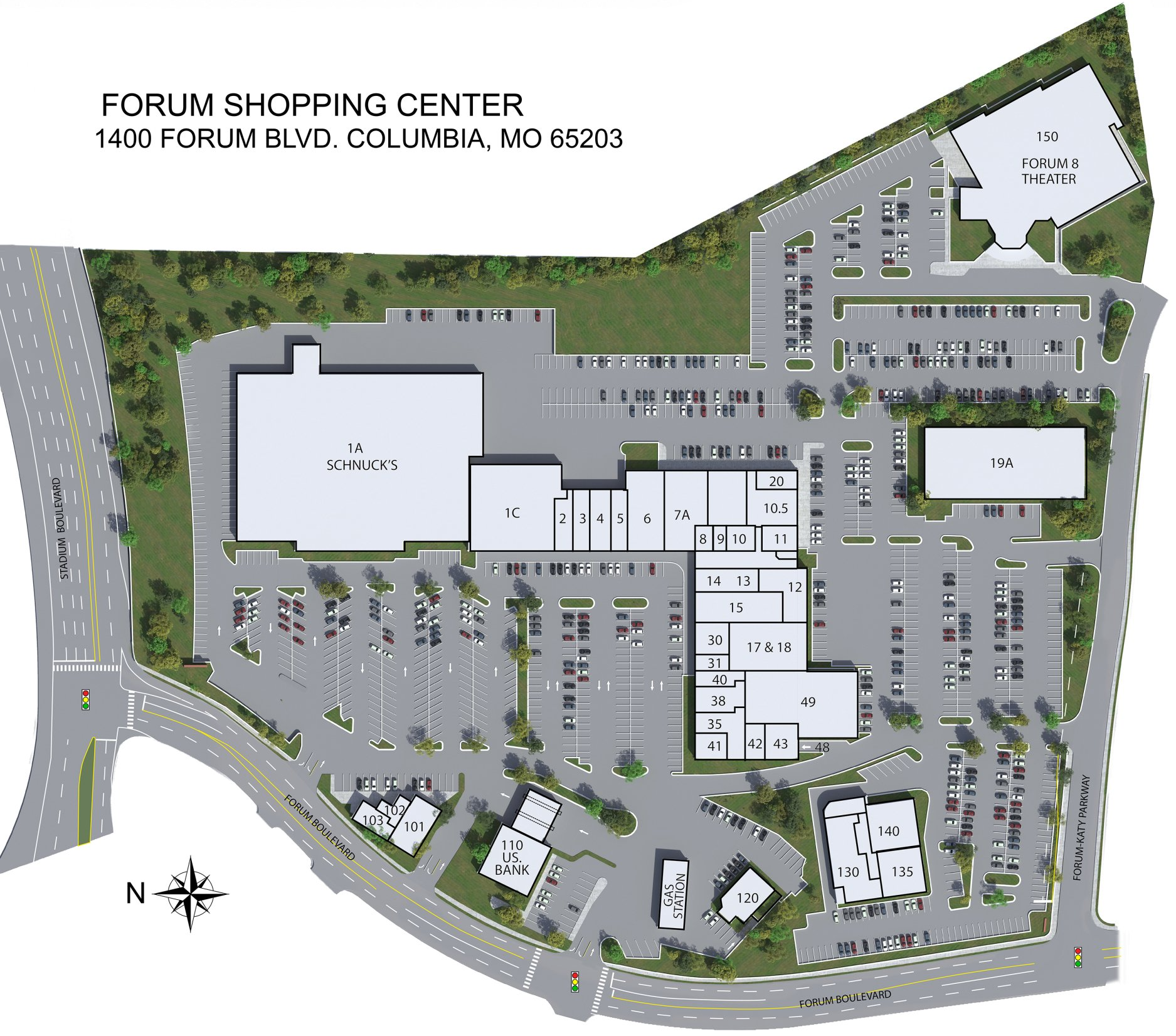 Lindner Properties Site Plan for Forum Shopping Center Suite in Columbia, MO.
