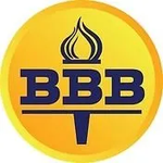 BBB logo, yellow circle, blue 