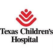 The Texas Children's Hospital logo, featuring a red stylized icon of a person above black, serif text.