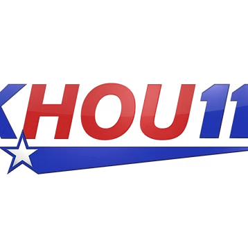 The KHOU 11 logo with red letters, a blue number 11, and a blue star with a tail underlining the text on a white background.