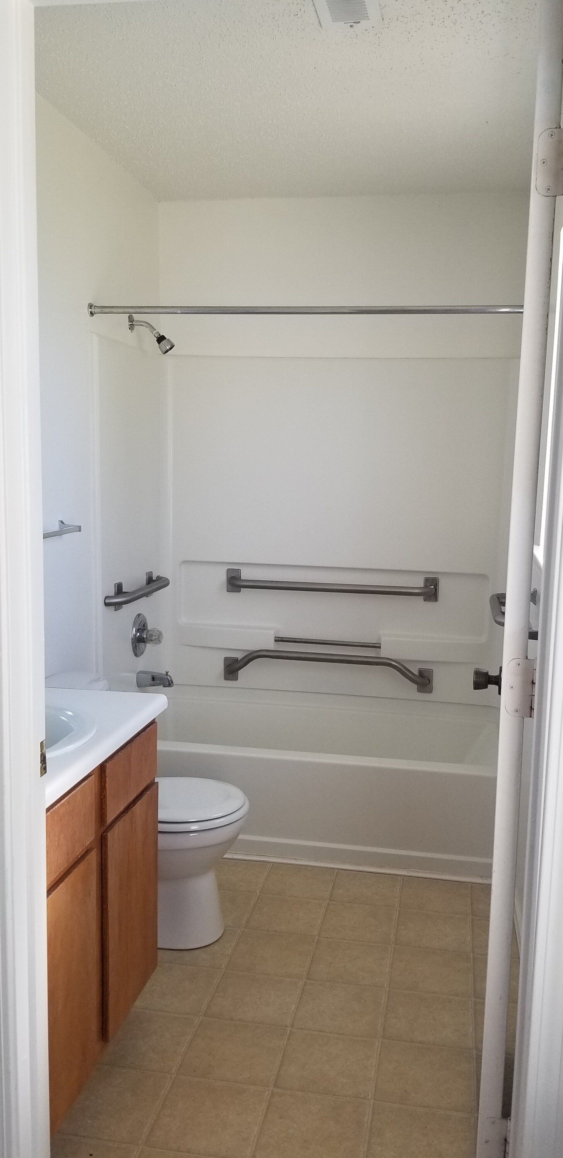Interior view of shower with bathtub