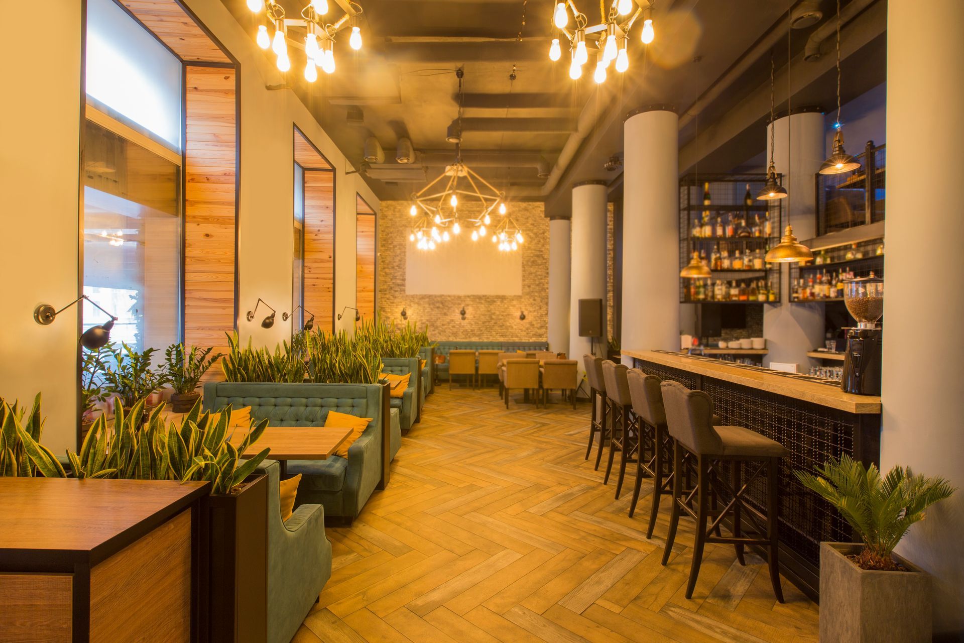 Freshly painted restaurant interior with clean, professional finishes