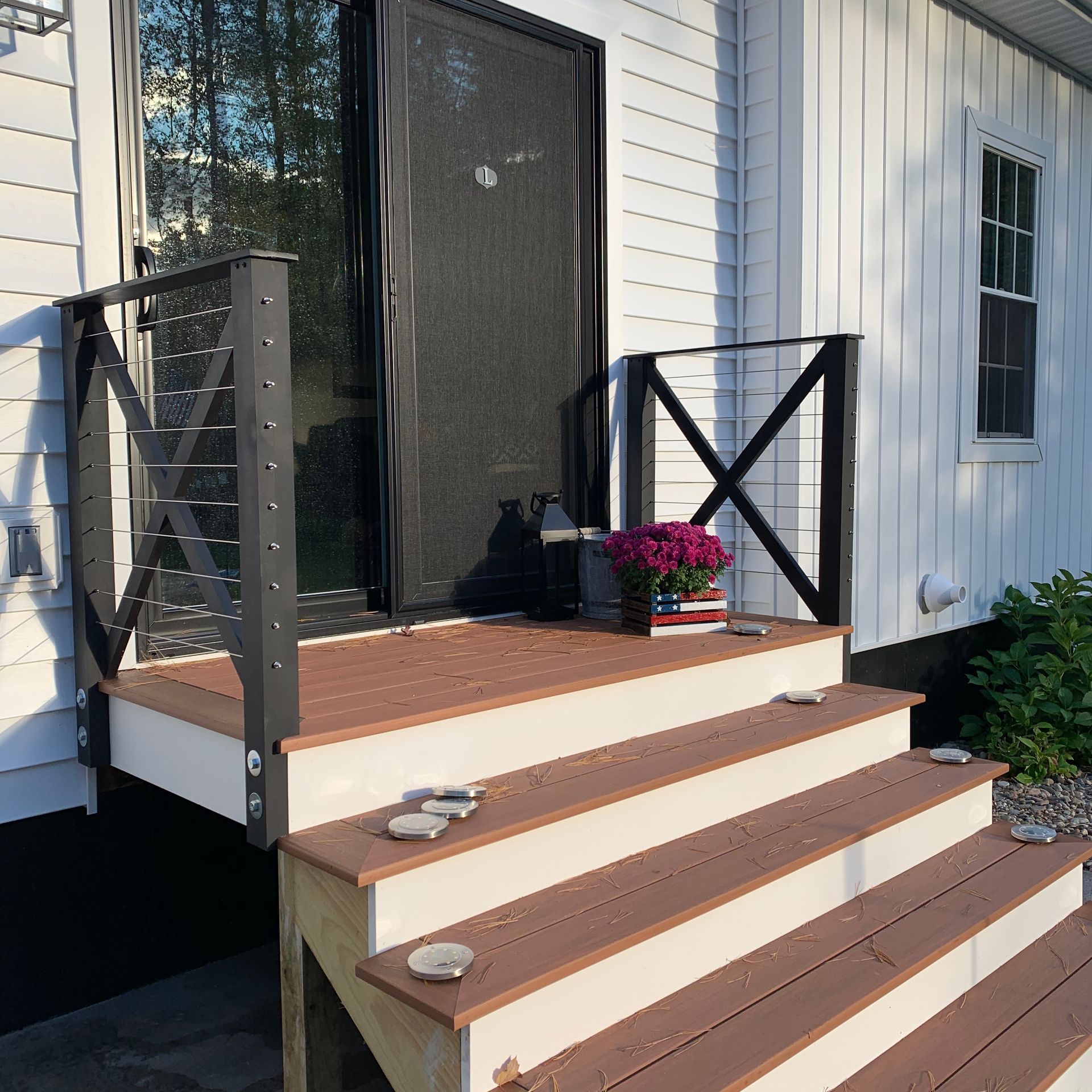 small metal wire railings on porch