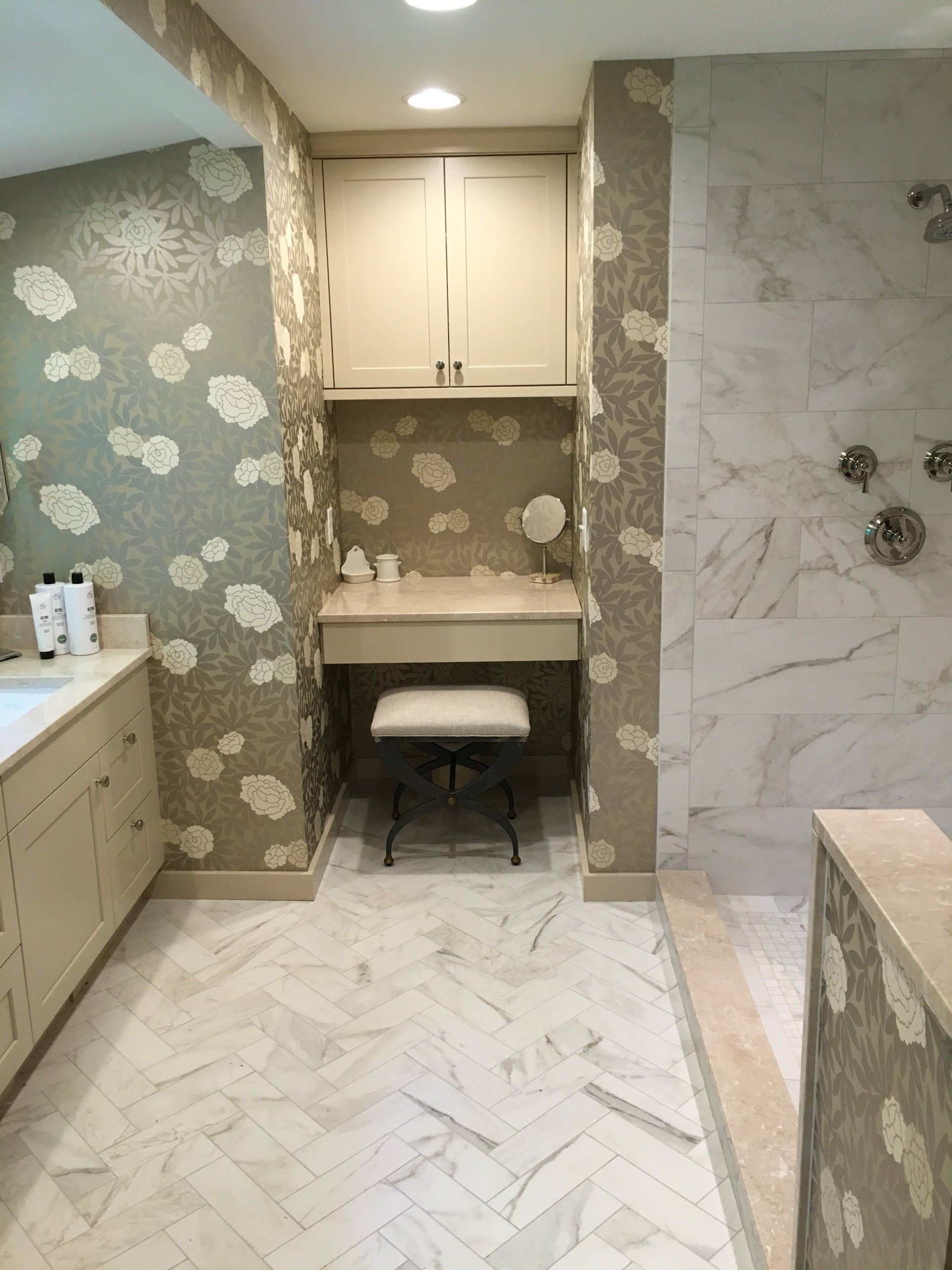 Marble Herringbone Tile Floor - Charlottesville, VA - Max Tile