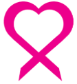 Pink Runway Project logo: Pink heart-ribbon design, text
