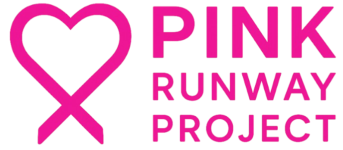 Pink heart ribbon logo with the words PINK RUNWAY PROJECT.