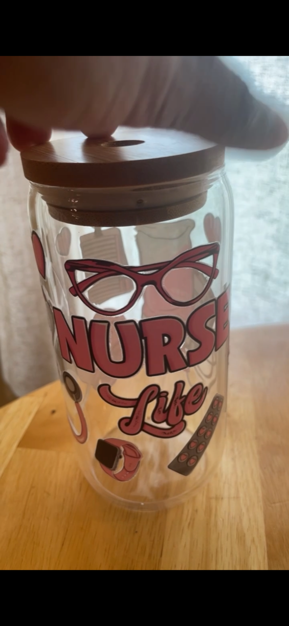 Nurse Life Pink- 16oz Glass Tumbler