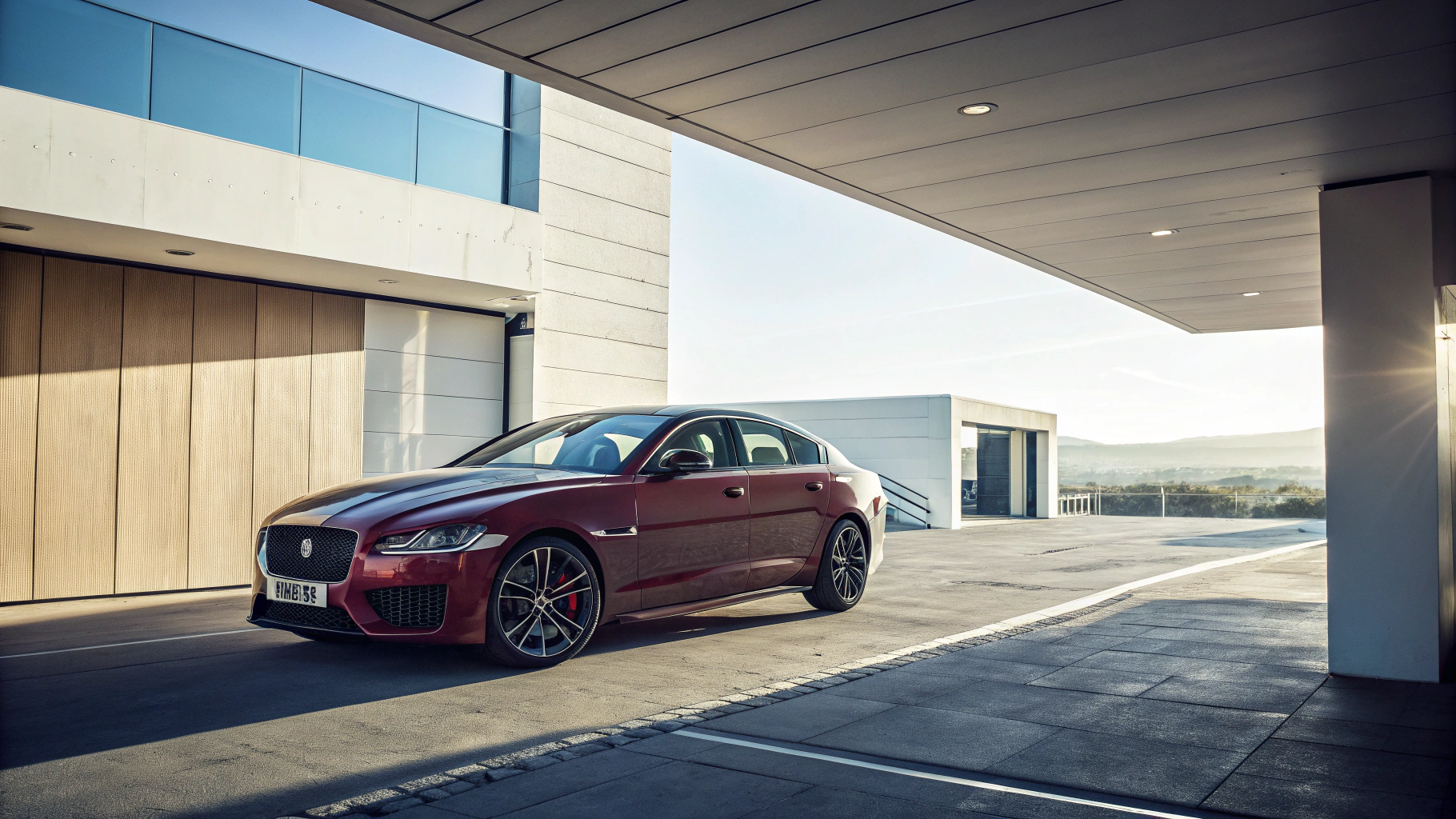Mid-century modern credenza with a lamp and decorative objects, in a sunlit room.