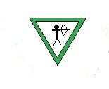 A stick figure is holding an arrow in a green triangle badge.