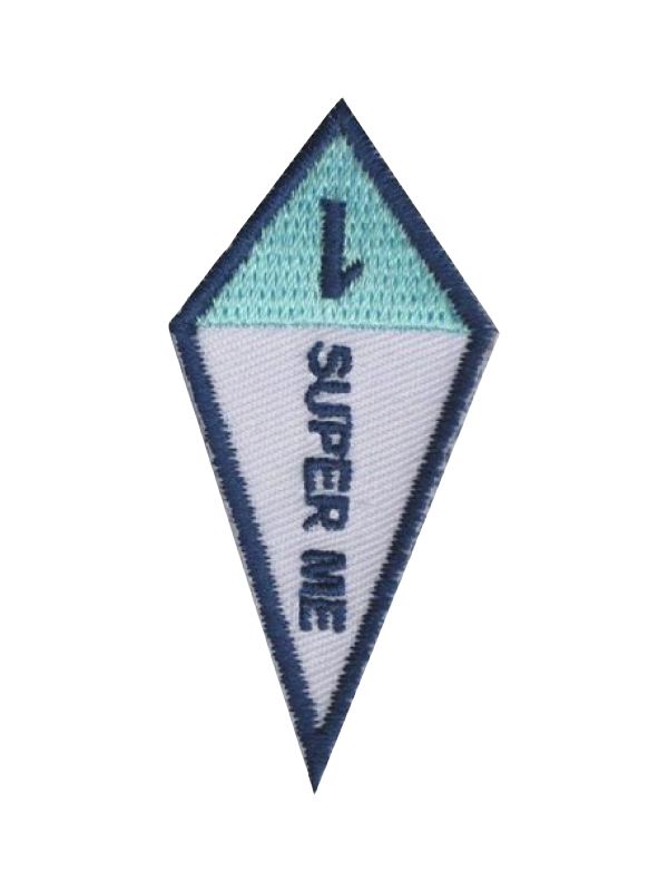 A patch that says super me on it award.