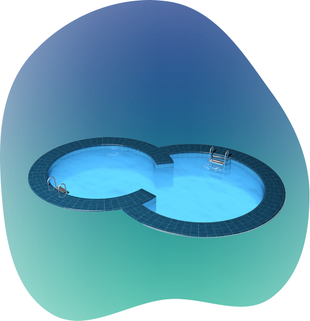 An illustration of a swimming pool with a blue background
