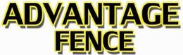 "ADVANTAGE FENCE" in bold black letters with a yellow outline and shadow effect.