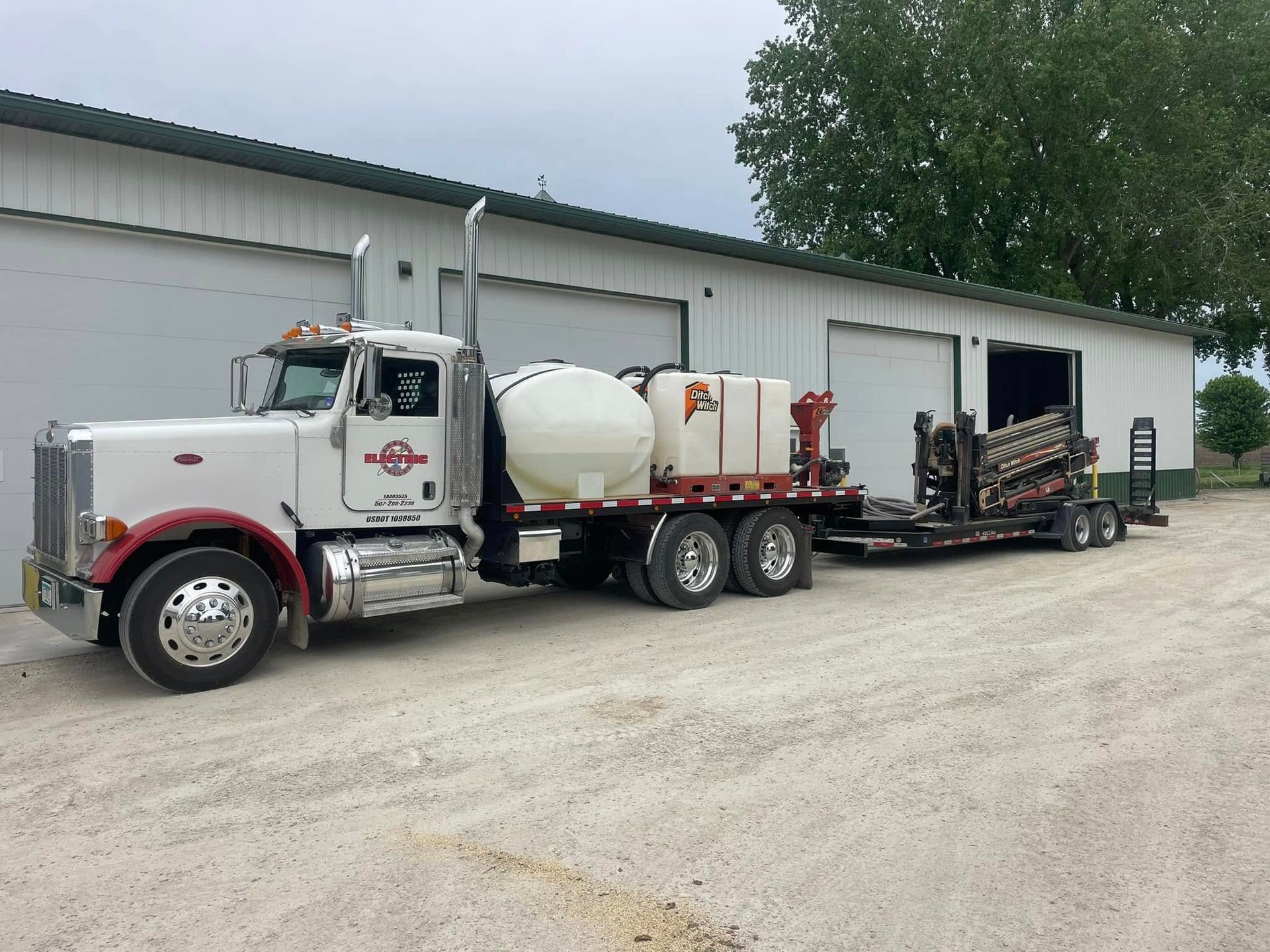 ECHO SS Super Skid hauling setup showing semi truck with skid system for transporting equipment and tanks