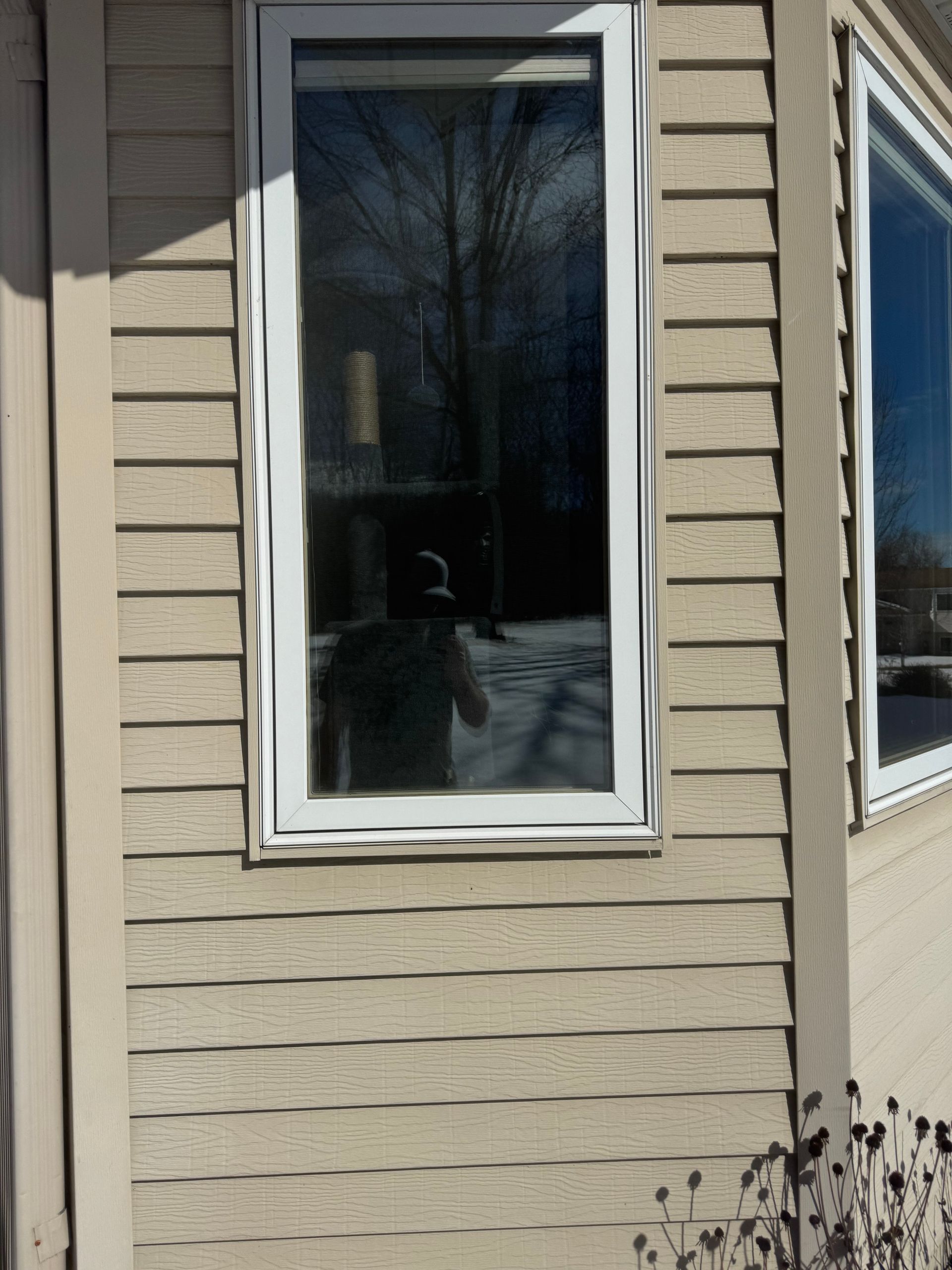 A house with a window on the side of it