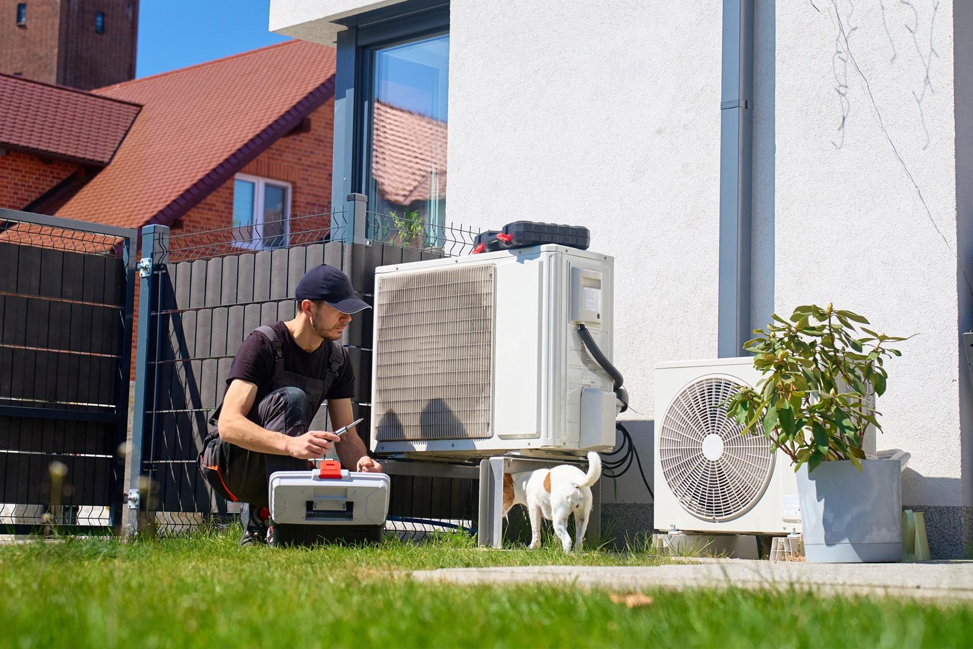 Technician inspecting HVAC system