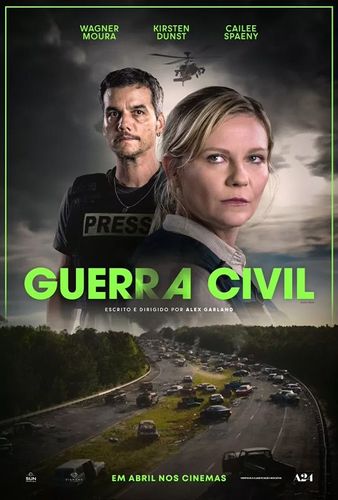 A movie poster for guerra civil with a man and a woman on it.