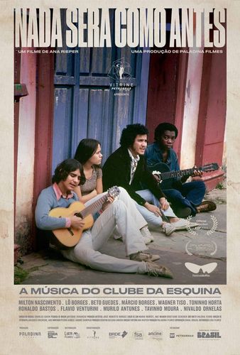 A movie poster for nada sera como antes shows a group of people playing guitars