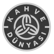 A black and white logo for kahve dünyasi with a celtic knot in the center.