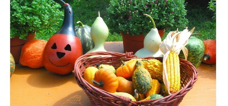 Canasta con frutas de Halloween